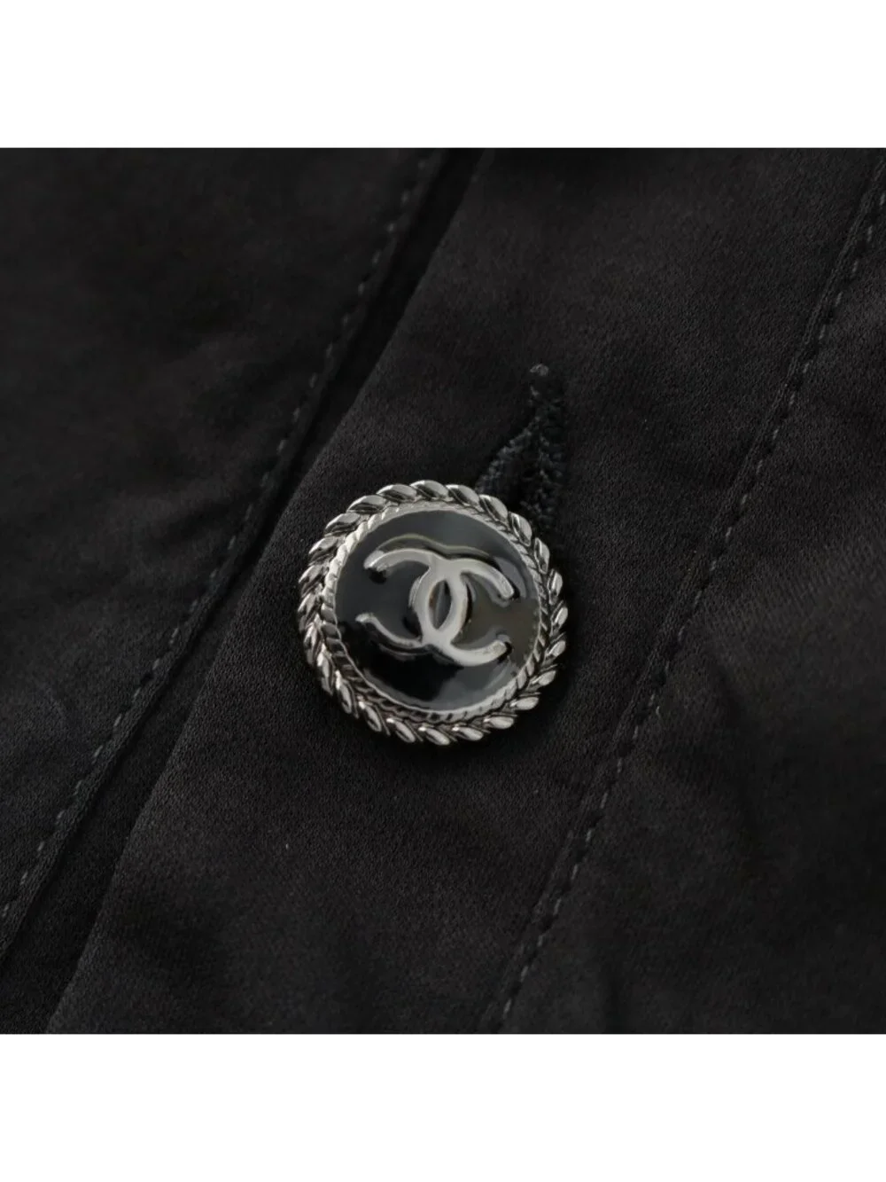 Chanel Cotton Top Back Coco Button Short Sleeve Dress Black - Picture 8 of 10